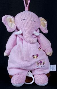 Carters Prestige Emu Namae Pink Elephant Plush Musical Crib Pull Toy
